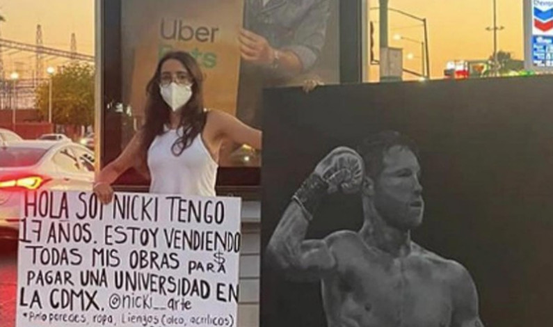 Canelo Álvarez compra cuadro que pintó joven para pagar sus estudios Canelo Álvarez compra cuadro que pintó joven para pagar sus estudios