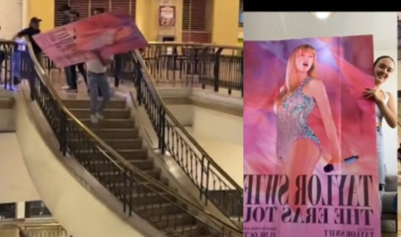 Se roba póster de la película de Taylor Swift y su novia muestra que se lo regaló Se roba póster de la película de Taylor Swift y su novia muestra que se lo regaló