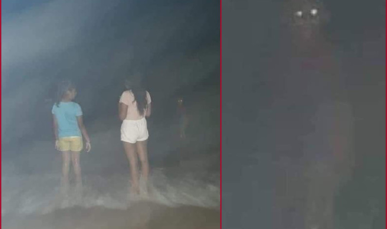 ¡Salió en la foto! Lleva a sus hijas a Playa Miramar, Tamaulipas, y se encuentran un extraño ser