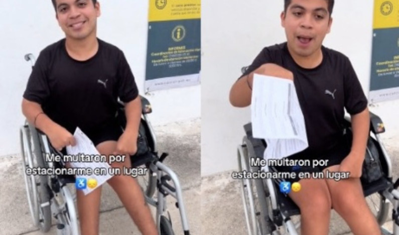 Multan a joven en silla de ruedas por estacionarse en un lugar para discapacitados