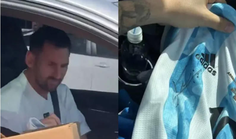 Messi se detiene en un semáforo y tiene enorme gesto Messi se detiene en un semáforo y tiene enorme gesto