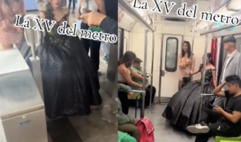 Quinceañera llega a su fiesta en Metro de CDMX porque le quedaron mal Quinceañera llega a su fiesta en Metro de CDMX porque le quedaron mal