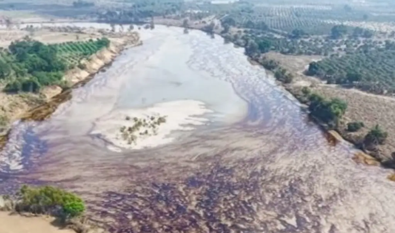 Reportan fuga de hidrocarburo en río Pantepec tras inundaciones en Veracruz Reportan fuga de hidrocarburo en río Pantepec tras inundaciones en Veracruz