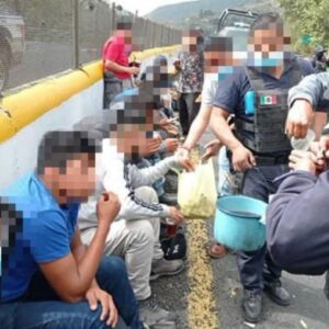 Falsifican camión de Diconsa para llevar migrantes; choca en Veracruz.