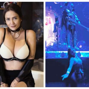 Celia Lora es mojada por Gene Simmons, de KISS, ¡y así quedó!