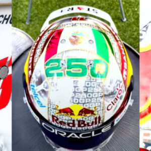 Checo Pérez va por 250 carreras en F1 con casco muy mexicano