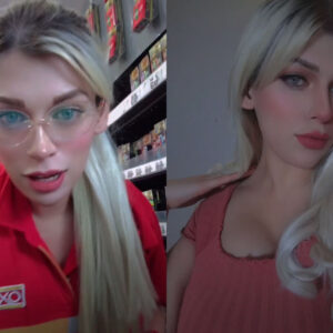 Una Barbie humana atiende en el Oxxo y no es choro