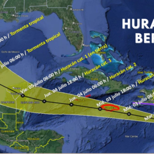 Huracán Beryl se degrada a categoría 4 sobre el mar Caribe