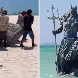 Piden retiran estatua de Poseidón de Puerto Progreso, Yucatán